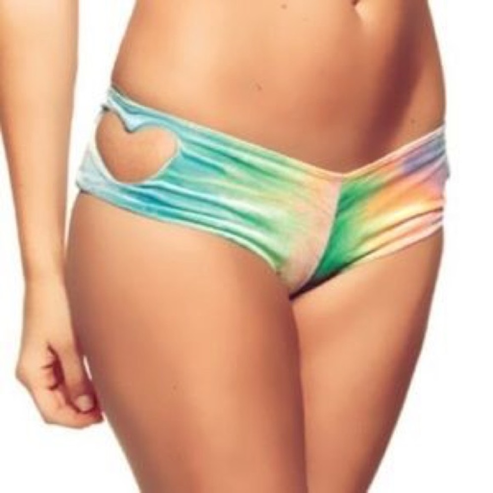 New Lolli Tie Dye Heart Cutout Bikini Bottoms XS
